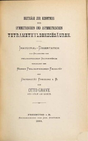 Beiträge zur Kenntniss der symmetrischen und asymmetrischen Tetramethylbenzoësäuren