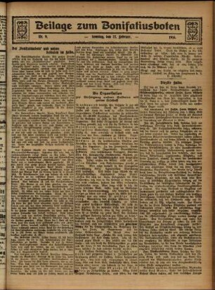 Zweite Ausgabe vom Sonntag, den 27. Februar 1916.