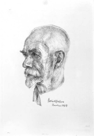 Bildnis Woldemar von Seidlitz : Bildnis Woldemar von Seidlitz. Lithographie von Robert Hahn, 1917; 35 x 21,5 cm. Dresden: Kupferstich-Kabinett A 1921-404 in A 143 220 Sax.Bildn.