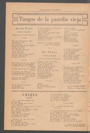 Ando Pato : Tango canción. (Editado por la casa H. Pirovano)