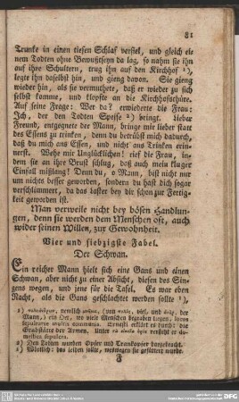 Vier und siebzigste Fabel. Der Schwan