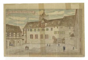 Innenhof des Barfüßerklosters/Gymnasium.Um 1860