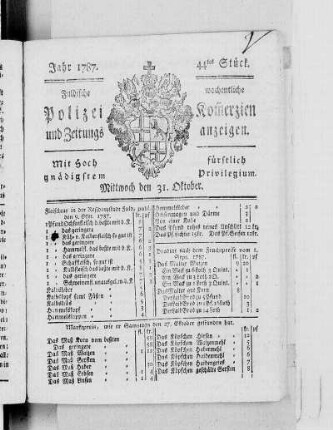 44tes Stück, Ausgabe vom 31. Oktober 1787