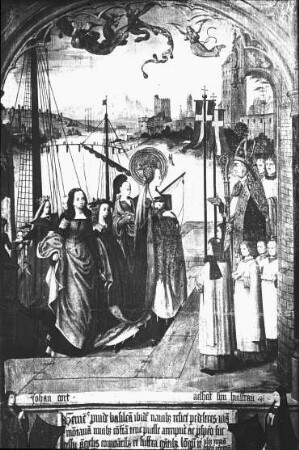Bonn, Ankunft der Hl. Ursula in Basel, aus dem Ursulazyklus, Rheinisches Landesmuseum, Meister der Ursulalegende /Meister von St. Severin