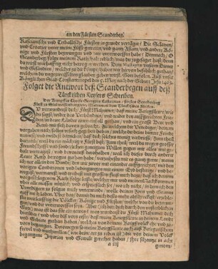 Folget die Antwort dess Scanderbegen auff dess Türckischen Keysers Schreiben. 1463.