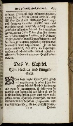 Das V. Capitel. Von Hectica und Lungen-Sucht.