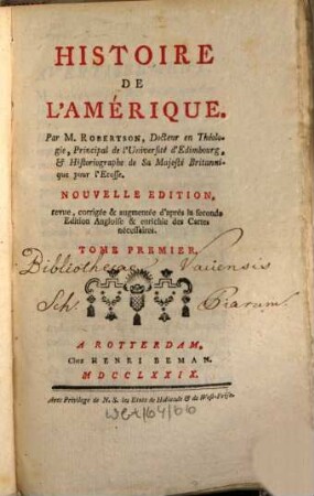 Histoire De L'Amérique, 1