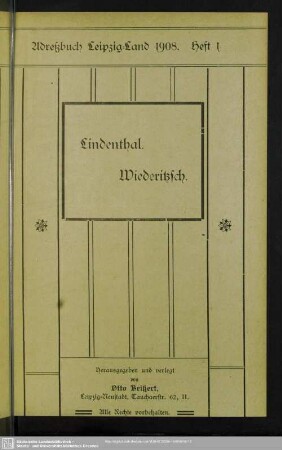 Heft 1. Lindenthal. Wiederitzsch