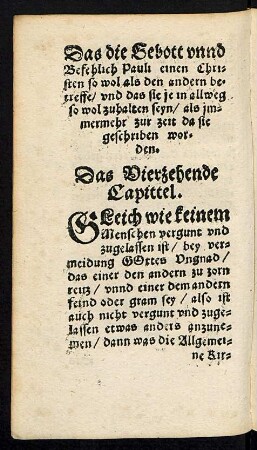 Das die Gebott unnd Befehlich Pauli .... Das Vierzehende Capittel.