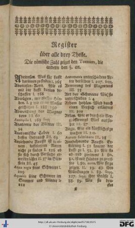 Register über alle drey Theile.