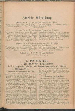 1. Die kaiserlichen Reichsbehörden.