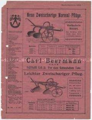 Neue zweischarige Normal-Pflüge.
