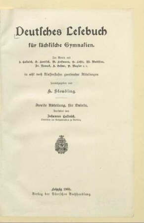 Abteilung 2 = Quinta, [Schülerband]: [Abteilung 2 = Quinta, [Schülerband]]