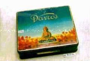 Blechdose für 100 Stück "CIGARETTES ORIENTALES Davros" (Abbildung: buddaähnliche Figur)