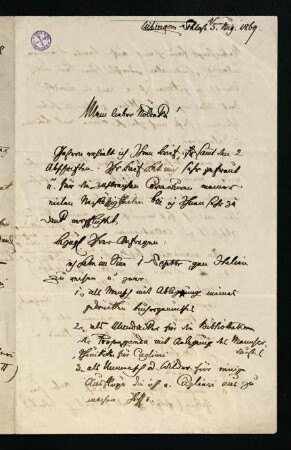 Brief vom 4./5. August 1869