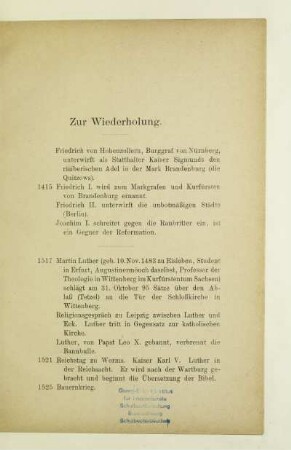Zur Wiederholung