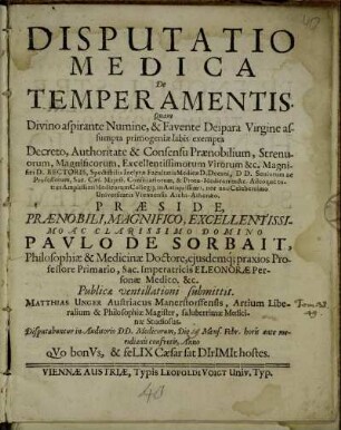 Disputatio Medica De Temperamentis