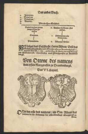Von Ottone des namens dem ersten Marggraffen zu Brandenburgk. Das VI. Capitel.