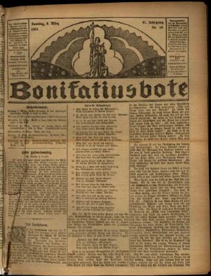 Erste Ausgabe vom Sonntag, den 09. März 1924.