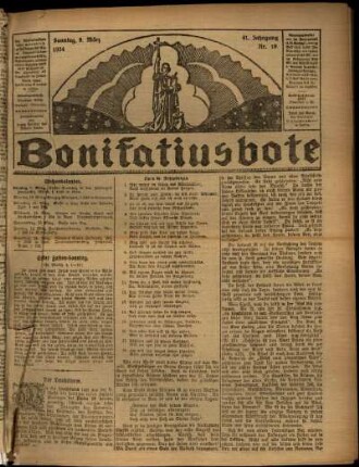 Erste Ausgabe vom Sonntag, den 09. März 1924.