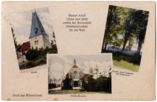 Gruß aus Wiederitzsch : Gustav Adolf Christ und Held rettete bei Breitenfeld Glaubensfreiheit für die Welt : Kirche ; Friedhofskapelle ; Gustav Adolf-Denkmal bei Breitenfeld