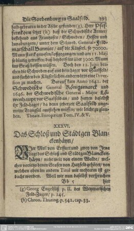 XXXVI. Das Schloß und Städtgen Blanckenhäyn