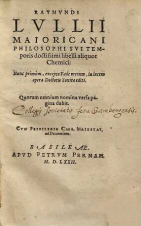 Raymundi Lullii Libelli aliquot chemici