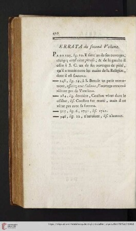 Errata du second Volume