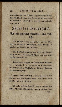 Zehendes Hauptstück. Von der gesitteten Artigkeit, oder Politesse