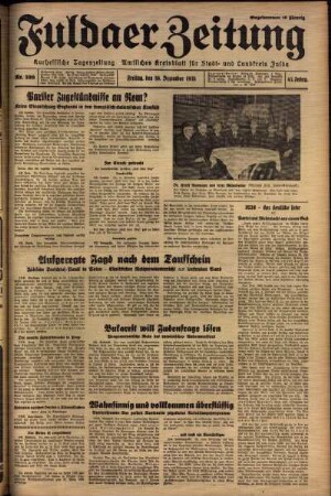Ausgabe vom Freitag, den 30. Dezember 1938.