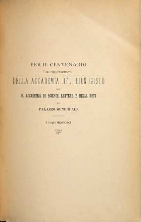 Atti della Reale Accademia di Scienze, Lettere e Arti di Palermo. 1. 1891