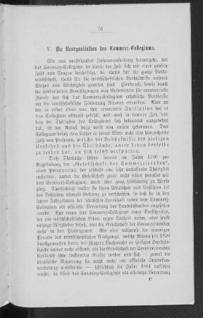 V. Die Reorganisation des Commerz-Collegiums.