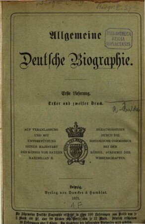 Allgemeine Deutsche Biographie, 1. Van der Aa - Baldamus