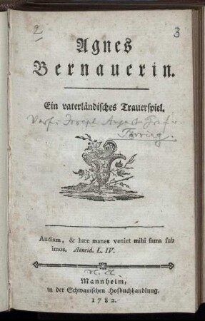 Agnes Bernauerin : Ein vaterländisches Trauerspiel