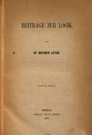 Beiträge zur Logik, 2