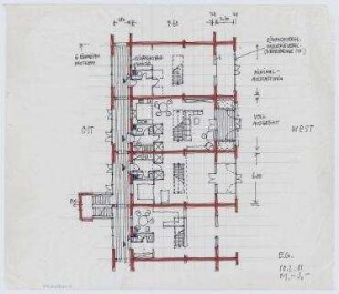 Wohnhaus mit Dreispänner (nicht realisiert) – Grundriss EG