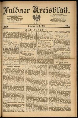Ausgabe vom Dienstag, den 15. Mai 1900.