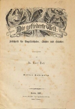 Gefiederte Welt : GW. 11. 1882
