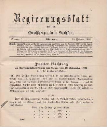 Nr. 11: Zweiter Nachtrag zur Ausführungsverordnung zum Gesetze vom 16. September 1897 über die Landeskreditkasse