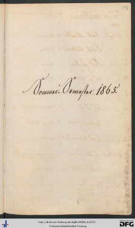 [fol. 298] Sommersemester 1865