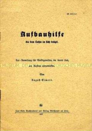 Propagandaschrift für das "Langzeitsparen" als Aufbauhilfe für das Deutsche Reich