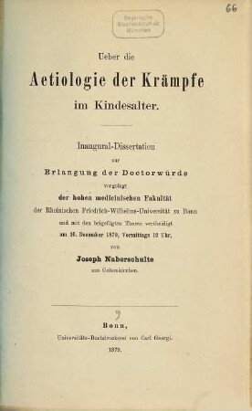 Ueber die Aetiologie der Krämpfe im Kindesalter