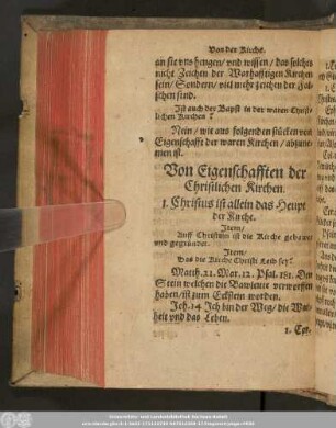 Von Eigenschafften der Christlichen Kirchen.