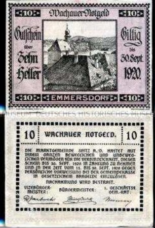 Spitz, Emmersdorf, Wachau, Niederösterreich 20 Heller