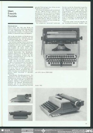Metamorphosen: Schreibmaschine ERIKA 50/60 : Ideen Entwürfe Produkte