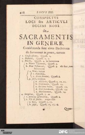 Locvs XIX. De Sacramentis In Genere.