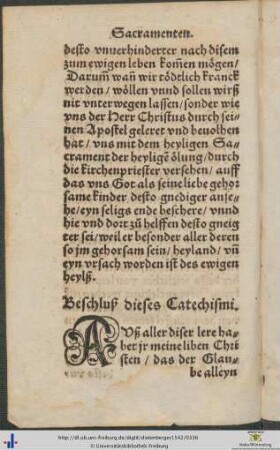 Beschluß dieses Catechismi