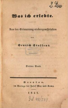 Was ich erlebte : aus der Erinnerung niedergeschrieben, 3