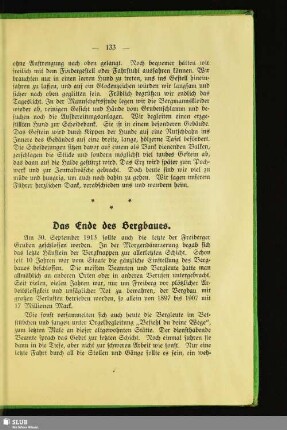 Das Ende des Bergbaues