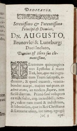 Serenissimo ... Dn. Augusto, Brunovic. & Luneburg. Duci ...